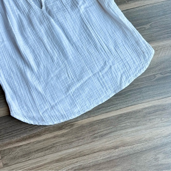 GAP White Crinkled Gauze Ruffle Sleeve Lightweight Boho Tie Neck Blouse Size S - Picture 6 of 9